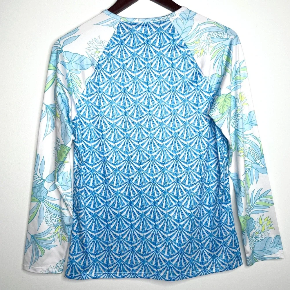 Stella Parker Long Sleeve Rash Guard Small Hawaiian Floral UPF 30+ Surf Swim Top